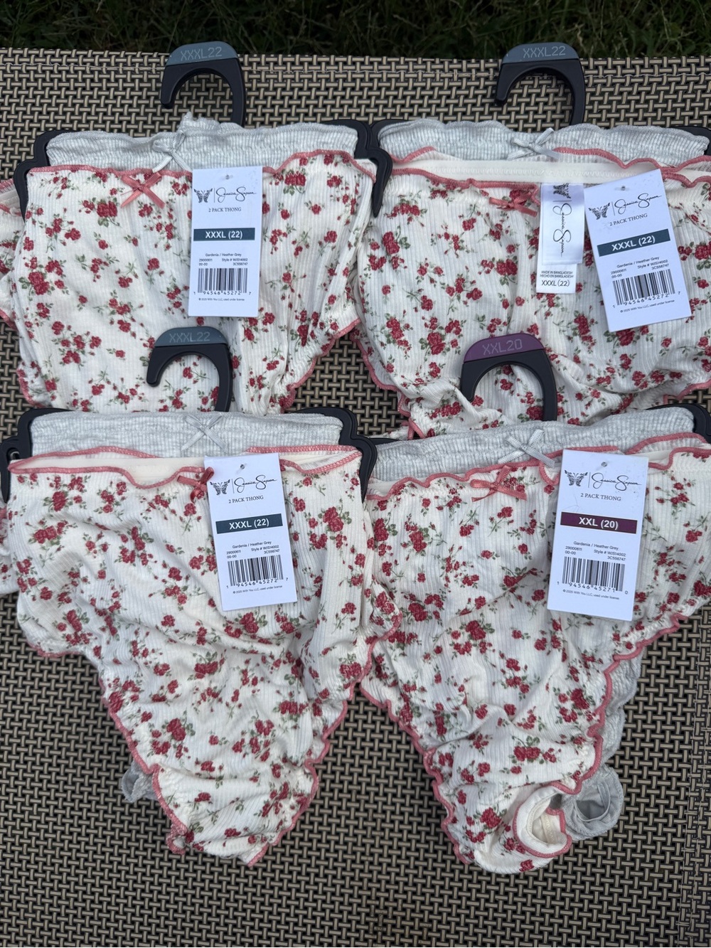 Jessica Simpson Cream Thongs with Pink Rose Print - Womens Thongs
